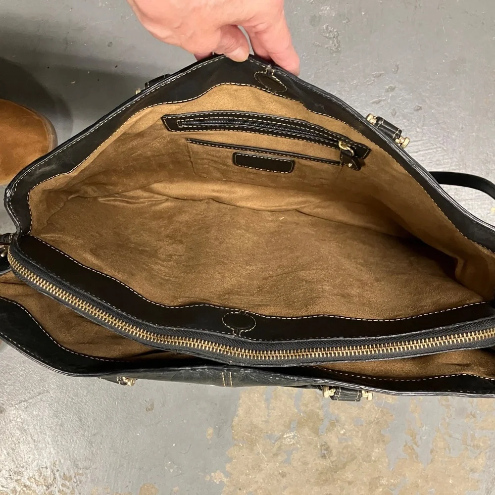 Liz Claiborne Black Leather Briefcase Laptop Bag